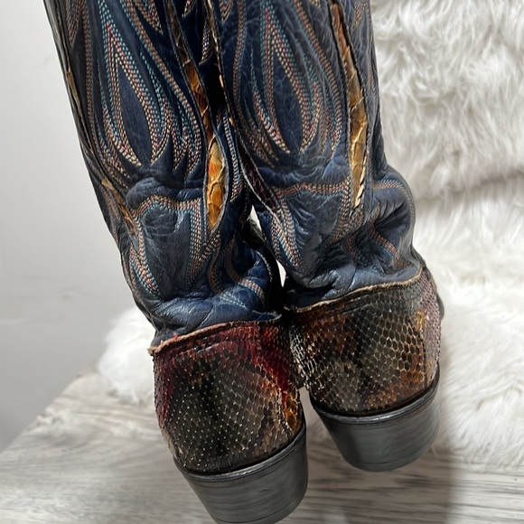 VINTAGE DAN POST  RAINBOW  PYTHON SNAKESKIN EXOTIC RARE WESTERN BOOT 6.5 M - Picture 16 of 16